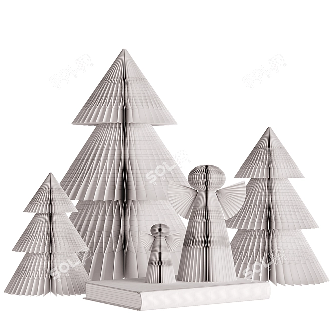 Paper Christmas Decor Set 01 3D model image 3