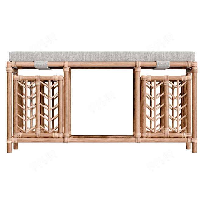 Storage Bench with Cushioned Seat 3D model image 1