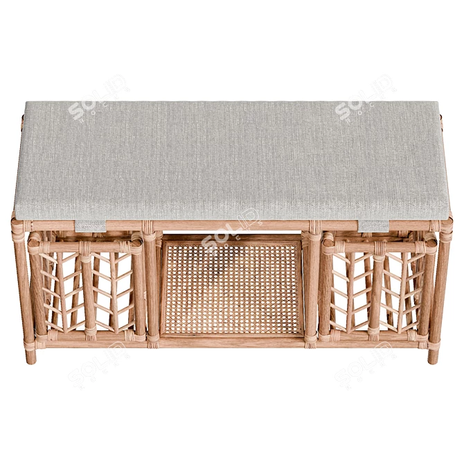 Storage Bench with Cushioned Seat 3D model image 2
