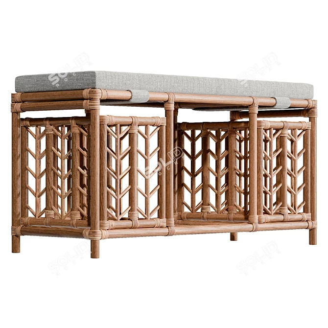Storage Bench with Cushioned Seat 3D model image 3