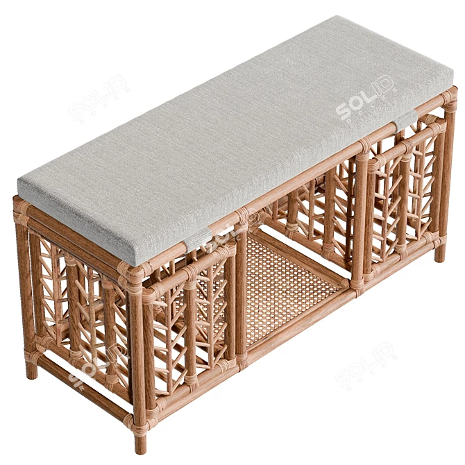 Storage Bench with Cushioned Seat 3D model image 4