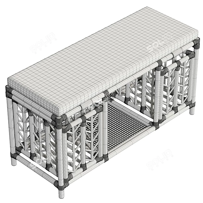 Storage Bench with Cushioned Seat 3D model image 5