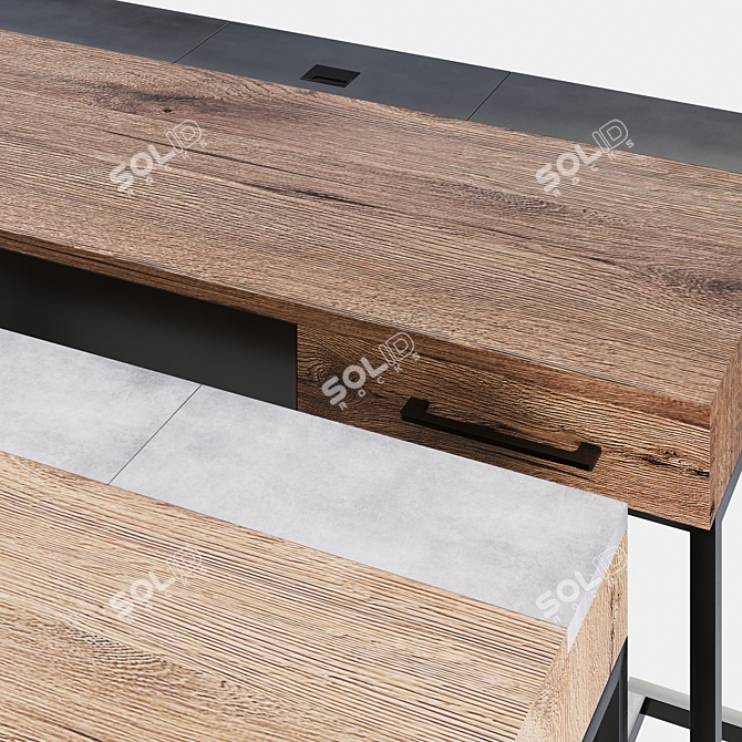  Industrial Loft Desk Workspace 3D model image 2