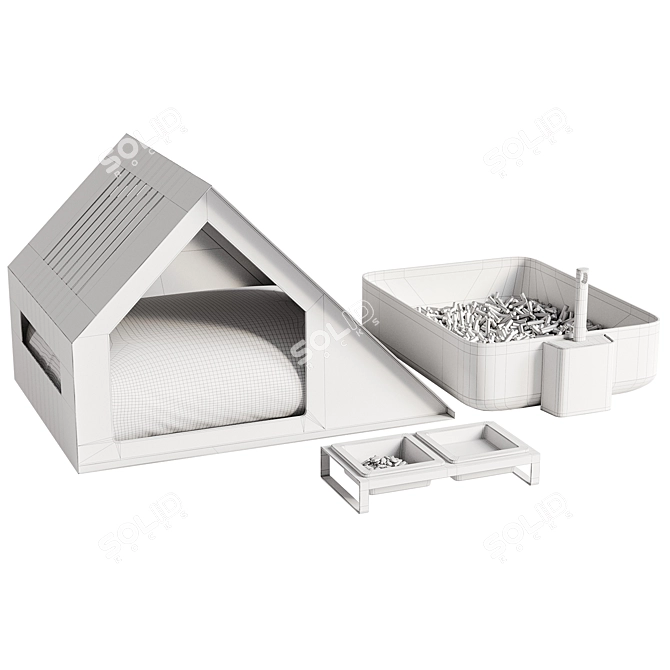 Pet Accessories Set with Housing 3D model image 6