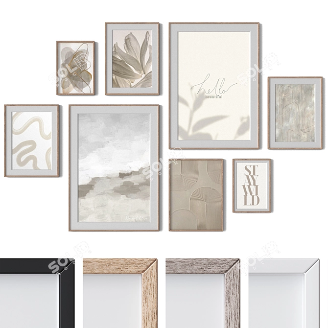 Wall Art Frames Set - Frames, Textures 3D model image 1