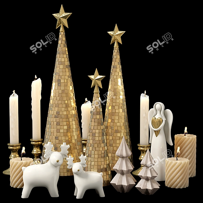 Disco Christmas Decor Set 3D model image 1