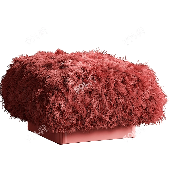 Cozy White Sheepskin Ottoman 3D model image 3