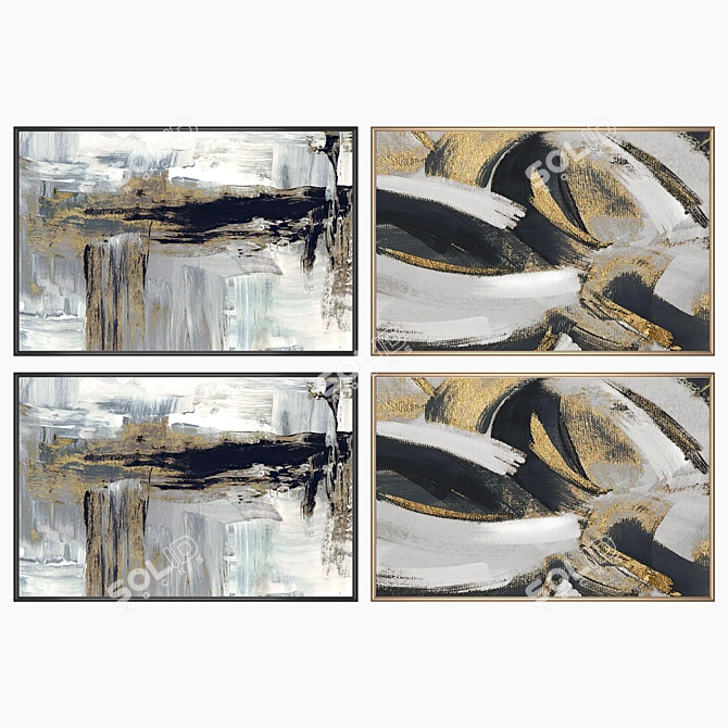 Wall Art Set with Frames 3D model image 2