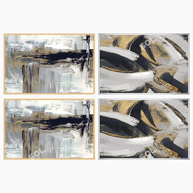 Wall Art Set with Frames 3D model image 3