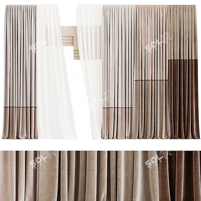 Elegant Drapery Curtain 16 3D model image 1