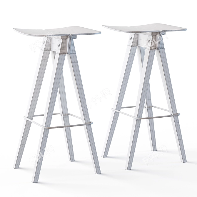 Sleek Wing-inspired Bar Stool 3D model image 2