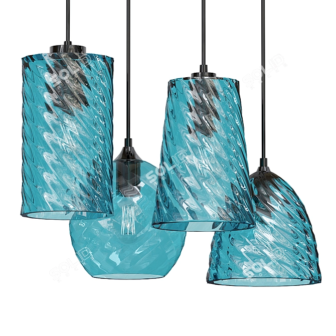 ImperiumLoft Blue RIB Pendant Light 3D model image 1