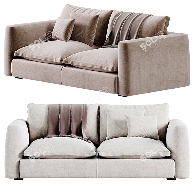 Baxter Brest Velvet Sofa Luxe 3D model image 2