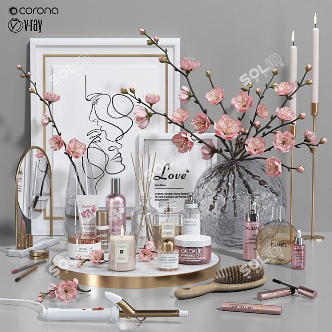  Elegant Decorative Table Set 3D model image 1
