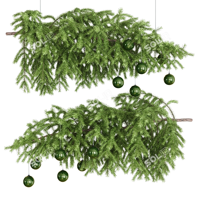 Festive Hanging Christmas Tree 3D model image 1