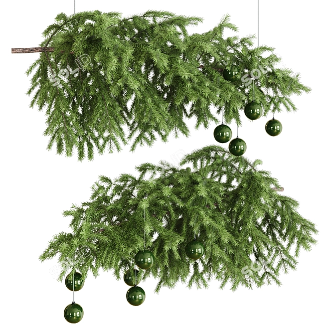 Festive Hanging Christmas Tree 3D model image 2