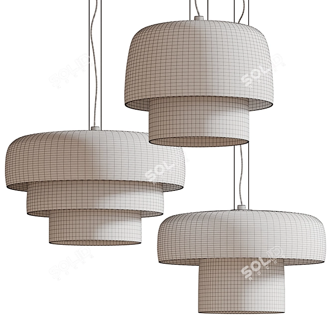 Glass Levels Trio Pendant Lights 3D model image 2