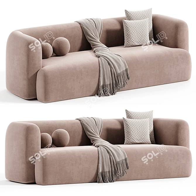 Soft Flannelette 3 Seater Sofa 3D model image 3