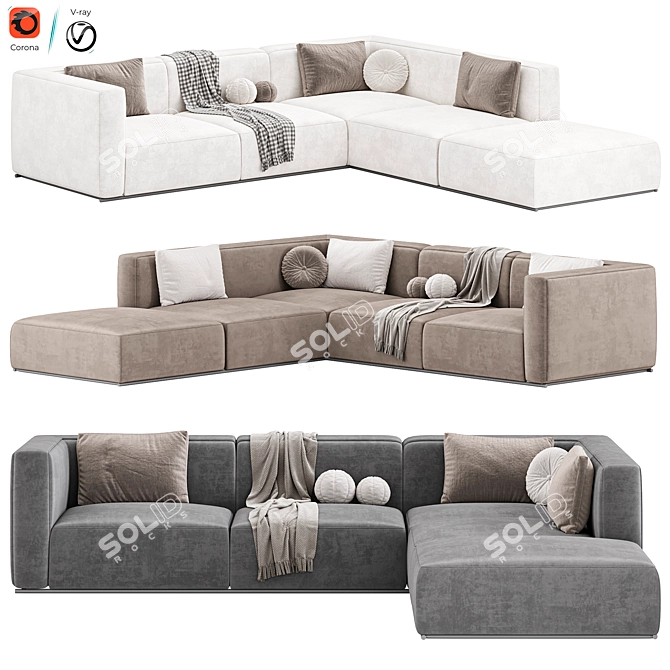 Luxury Shangai Sofa by Poliform 3D model image 1