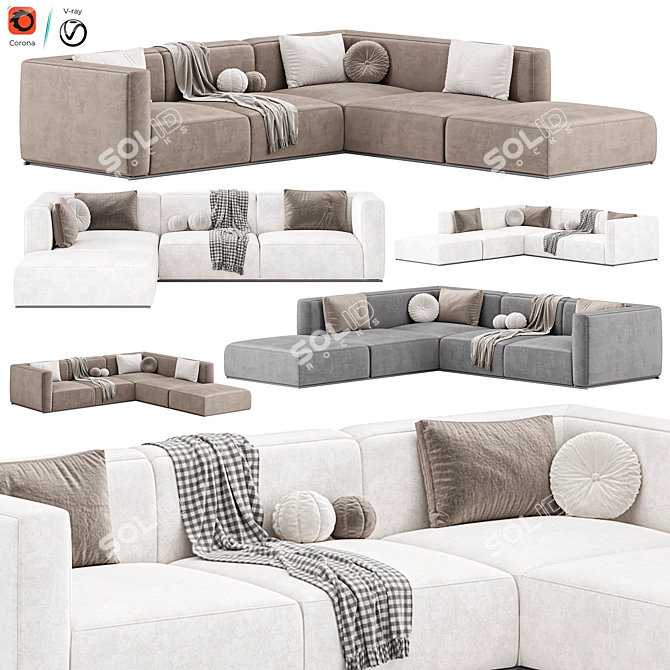 Luxury Shangai Sofa by Poliform 3D model image 2