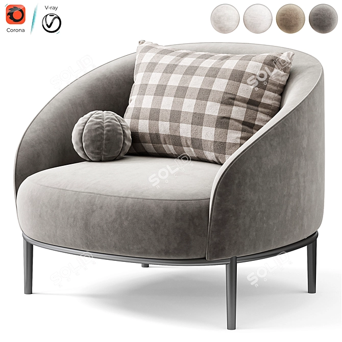 Elegant Wooden Armchair with Nesting Feature 3D model image 5