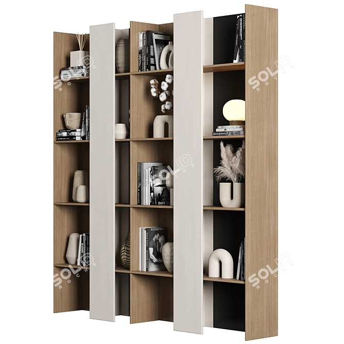 Modular Bookcase with High-Quality Textures 3D model image 2