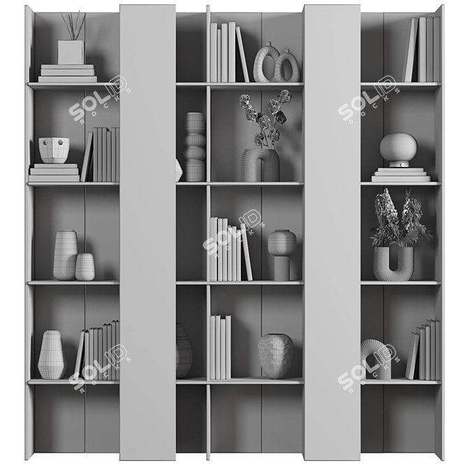 Modular Bookcase with High-Quality Textures 3D model image 4