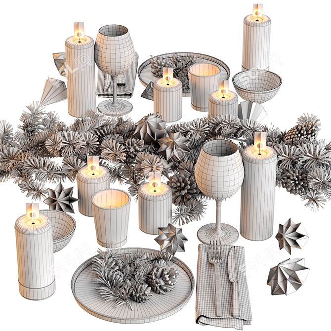Festive New Year Table Setting 3D model image 5