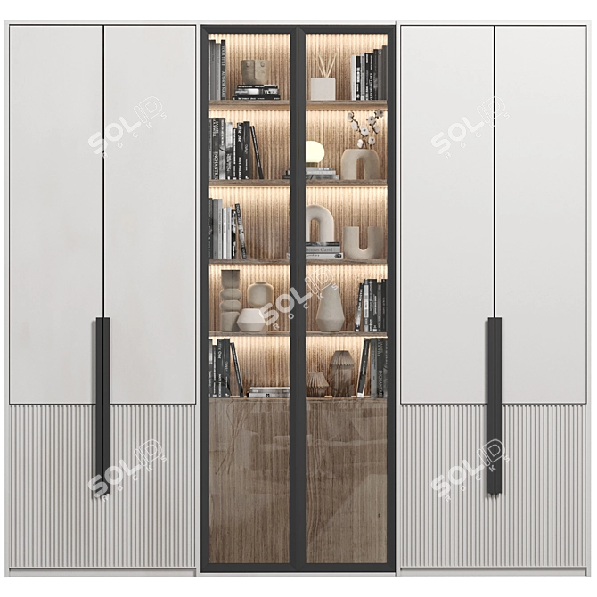 Modular Bookcase with Shelves 084 3D model image 1