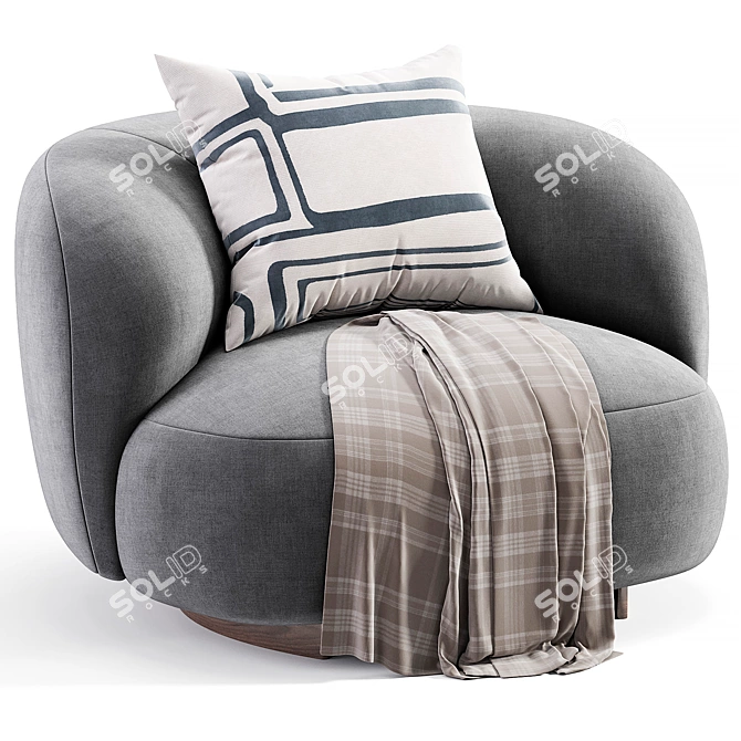  Modern Round Design Armchair 3D model image 4