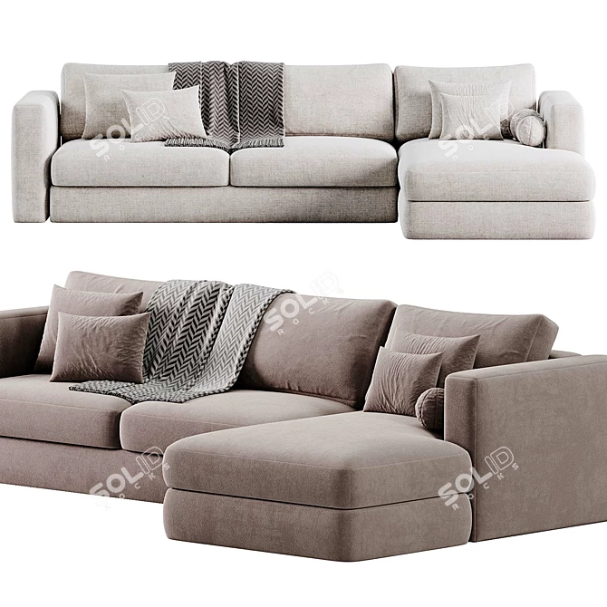 Coastal Comfort Chaise Sectional Sofa 3D model image 2