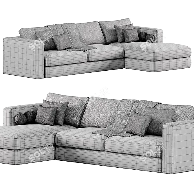 Coastal Comfort Chaise Sectional Sofa 3D model image 4