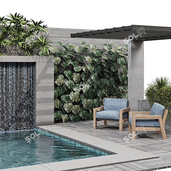 Luxury Pool and Landscape Elements 3D model image 8