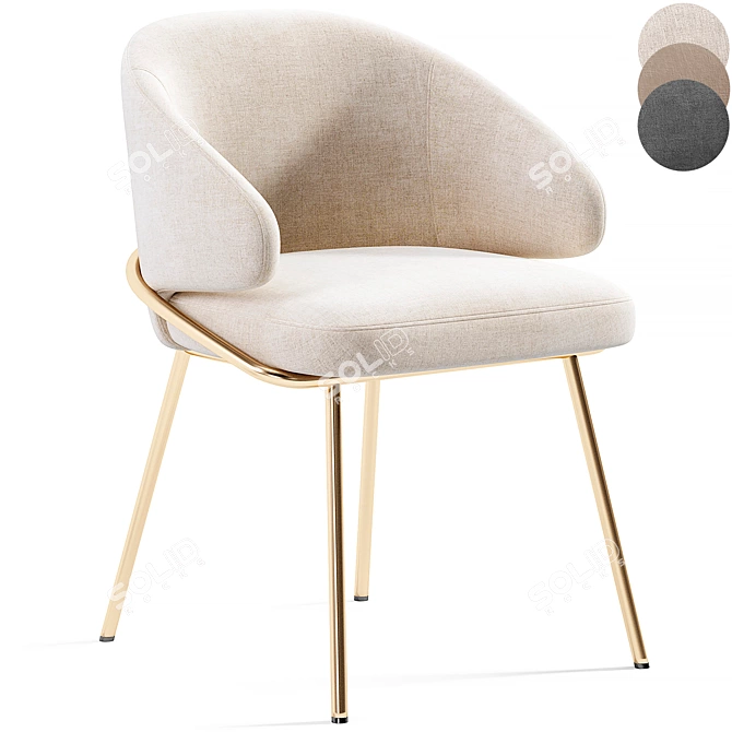 Elegant Emil Chair with Gold Legs 3D model image 1