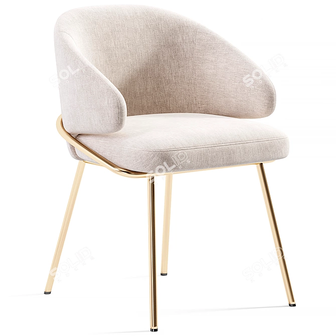 Elegant Emil Chair with Gold Legs 3D model image 2