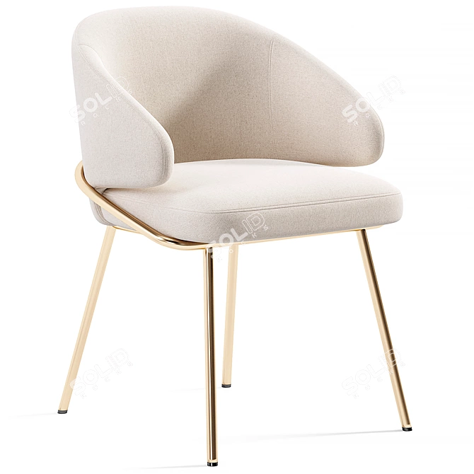 Elegant Emil Chair with Gold Legs 3D model image 4