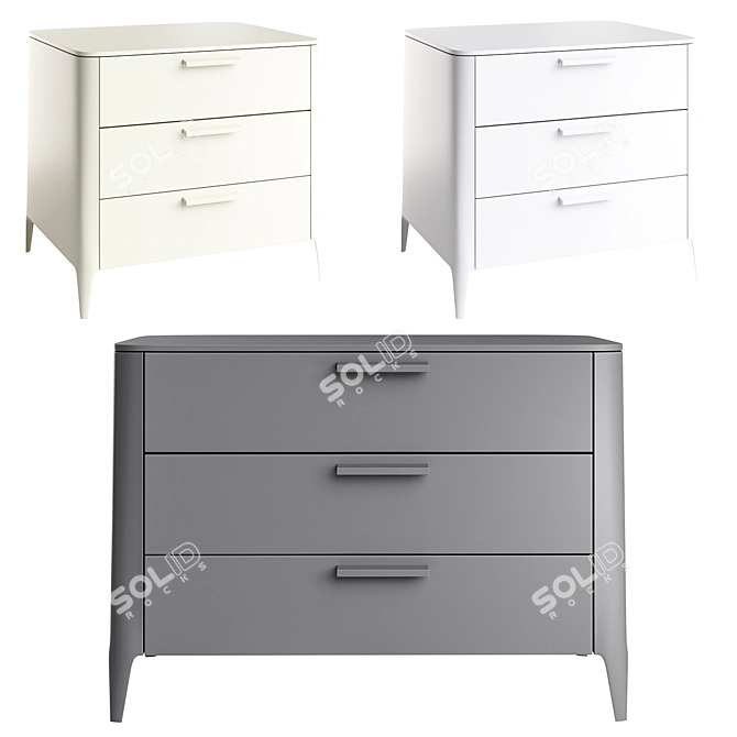 Modern 3-Drawer Ellipse Dresser 3D model image 1