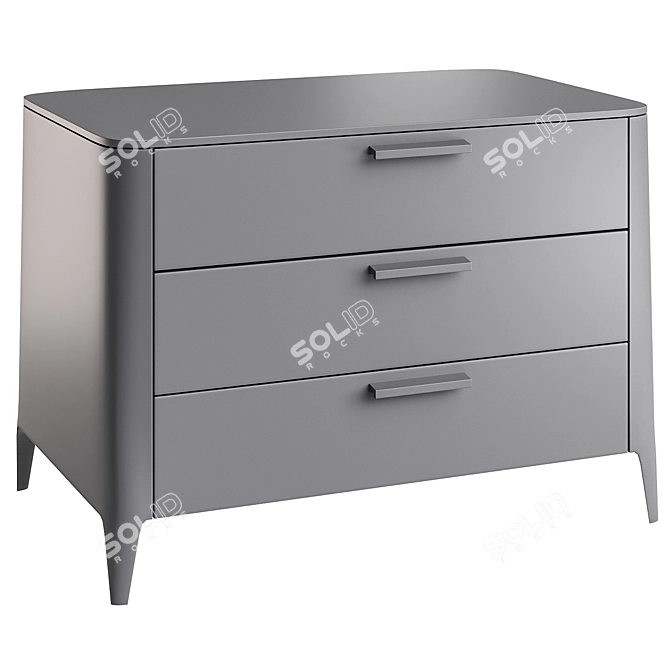 Modern 3-Drawer Ellipse Dresser 3D model image 2