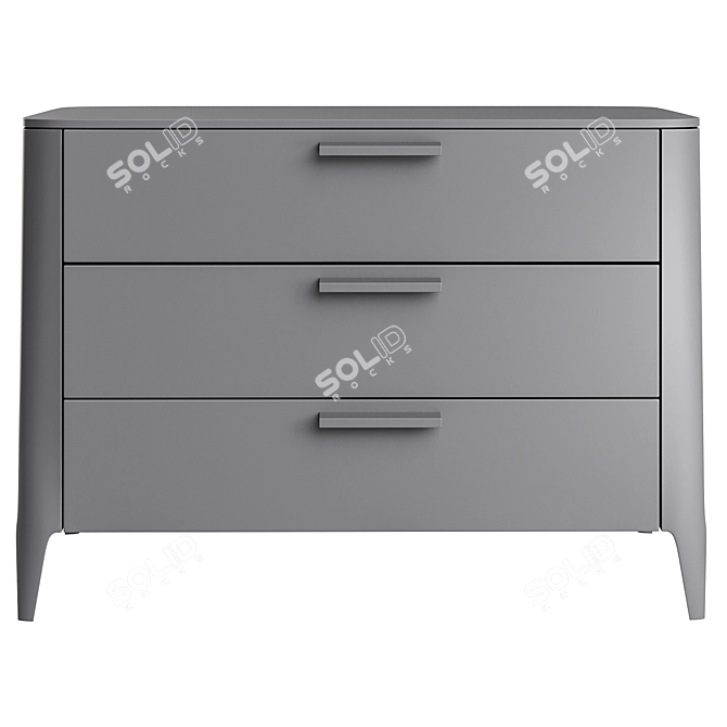 Modern 3-Drawer Ellipse Dresser 3D model image 3