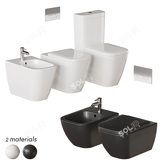 Happy D.2 Ceramic Bathroom Set 3D model image 1