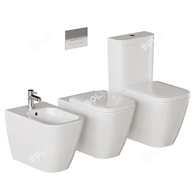 Happy D.2 Ceramic Bathroom Set 3D model image 2