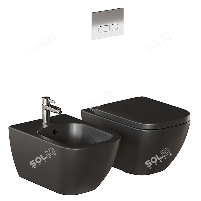 Happy D.2 Ceramic Bathroom Set 3D model image 3