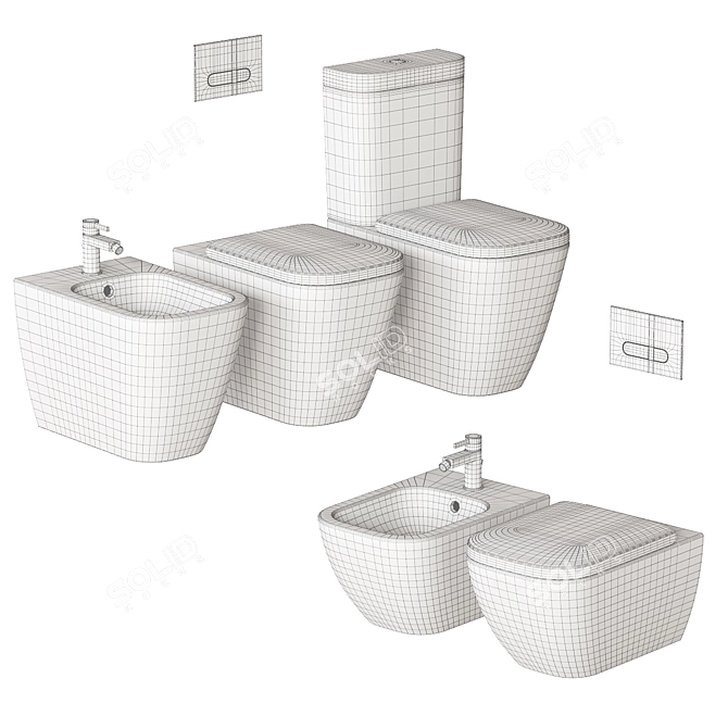 Happy D.2 Ceramic Bathroom Set 3D model image 5