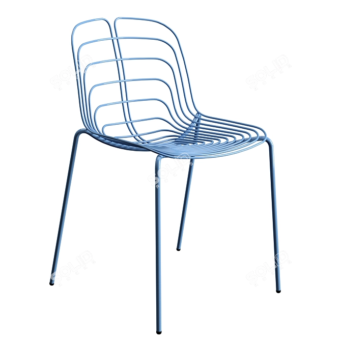 Leaf Vein Steel Wire Chair 3D model image 4