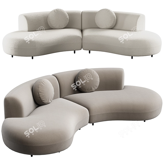 Modern Tokio Curved Sofa (Russian translation: Современный Диван Tokio с Изогнутым Д 3D model image 2