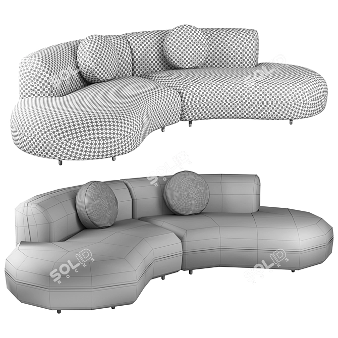 Modern Tokio Curved Sofa (Russian translation: Современный Диван Tokio с Изогнутым Д 3D model image 8