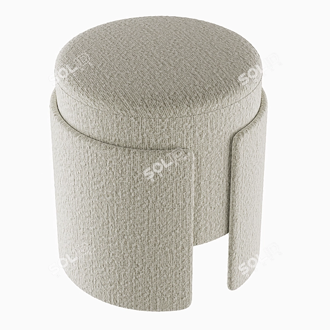 Round White Designer Pouf 3D model image 3