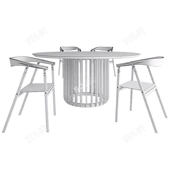 Modern Round Table & Chair 3D model image 3