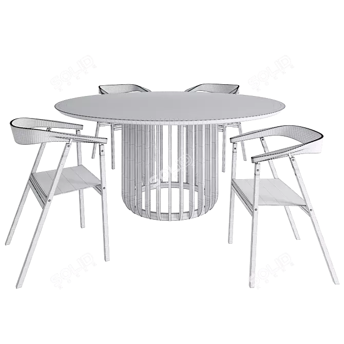 Modern Round Table & Chair 3D model image 4