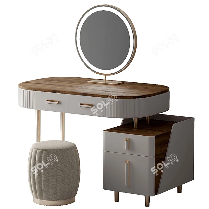 Chic White Modern Dressing Table 3D model image 1